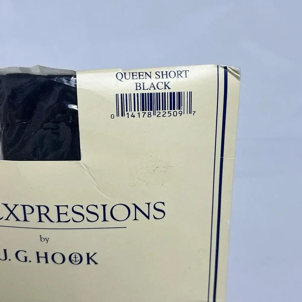 Vintage J.G. Hook Leg Expressions Silky Sheer Black Pantyhose Size‎ Queen Short